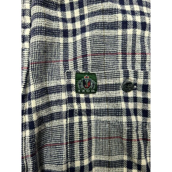 Vintage Izod Men's XL Plaid Long-Sleeve Shirt Heart Elbow Patches Zip Closure - Picture 2 of 7